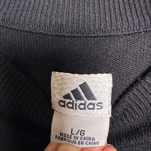 Vintage Y2K Adidas Mens Silk Cashmere Sweater L Pullover Black Golf Minimal - Picture 5 of 11